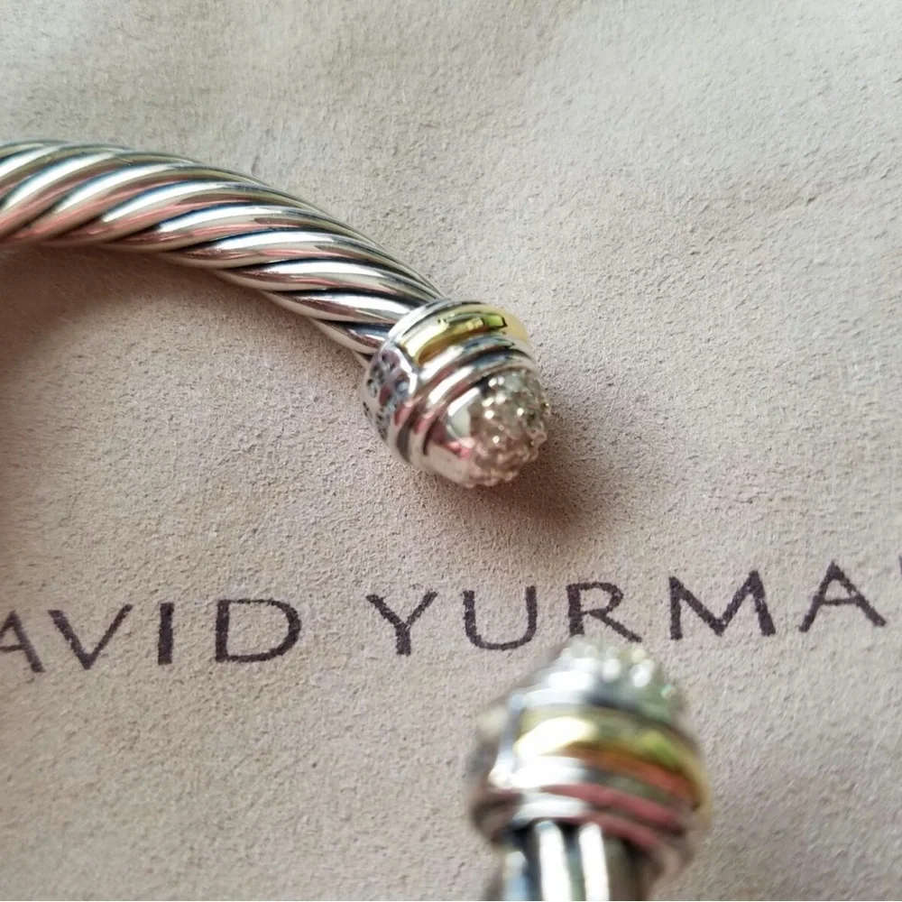David Yurman 7 mm cable classic with pave diamonds and gold
